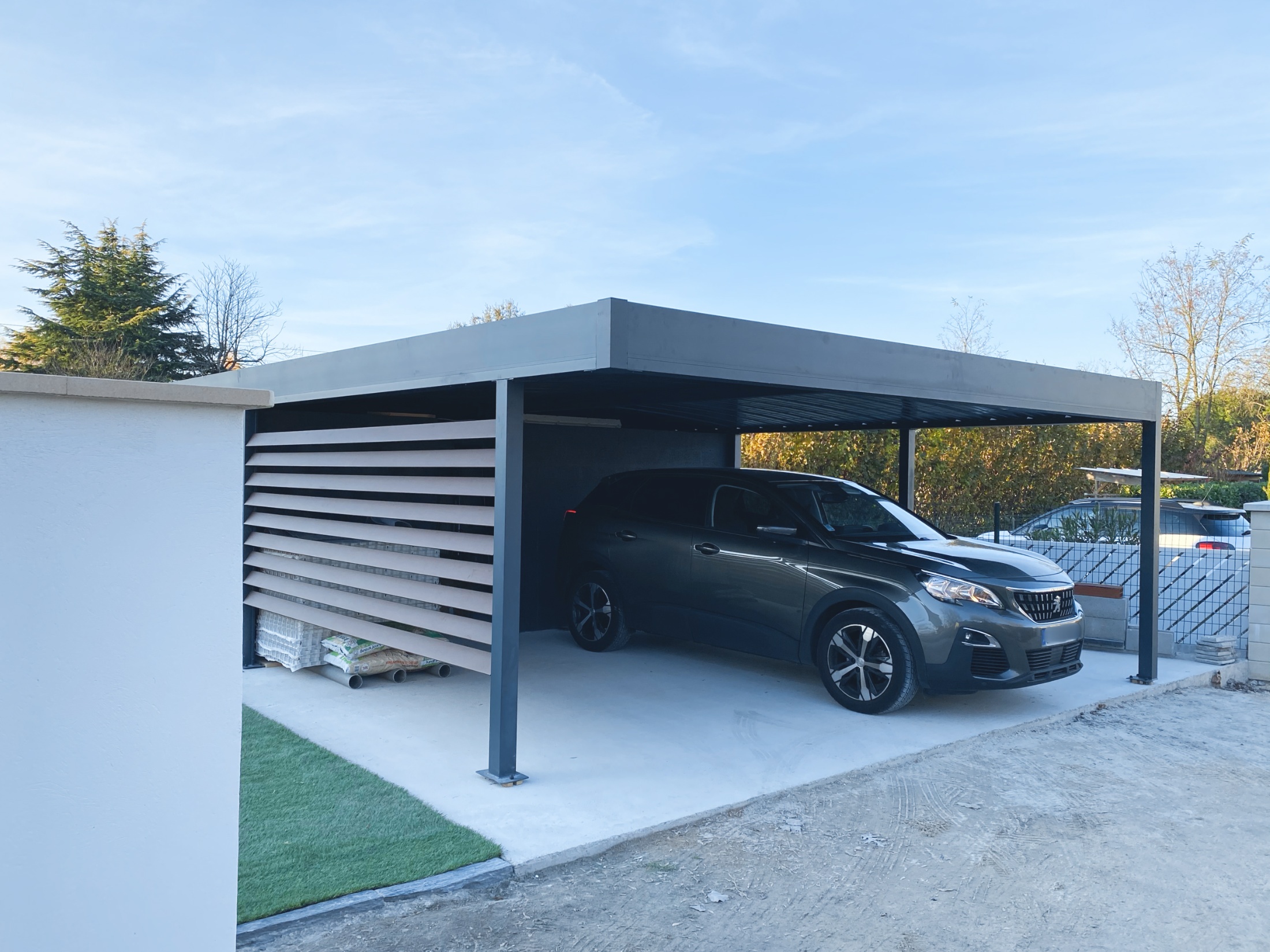carport double aluminium avec abri bâti à Bordeaux