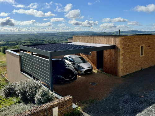 Carport 2 voitures, adossé, carport adossé, 2 voitures, abri 2 voitures