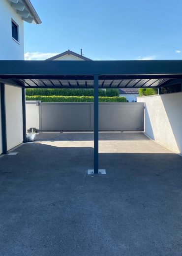 carport double autoporte a toit plat a chavanne des bois