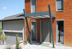marquise aluminium poteaux miribel