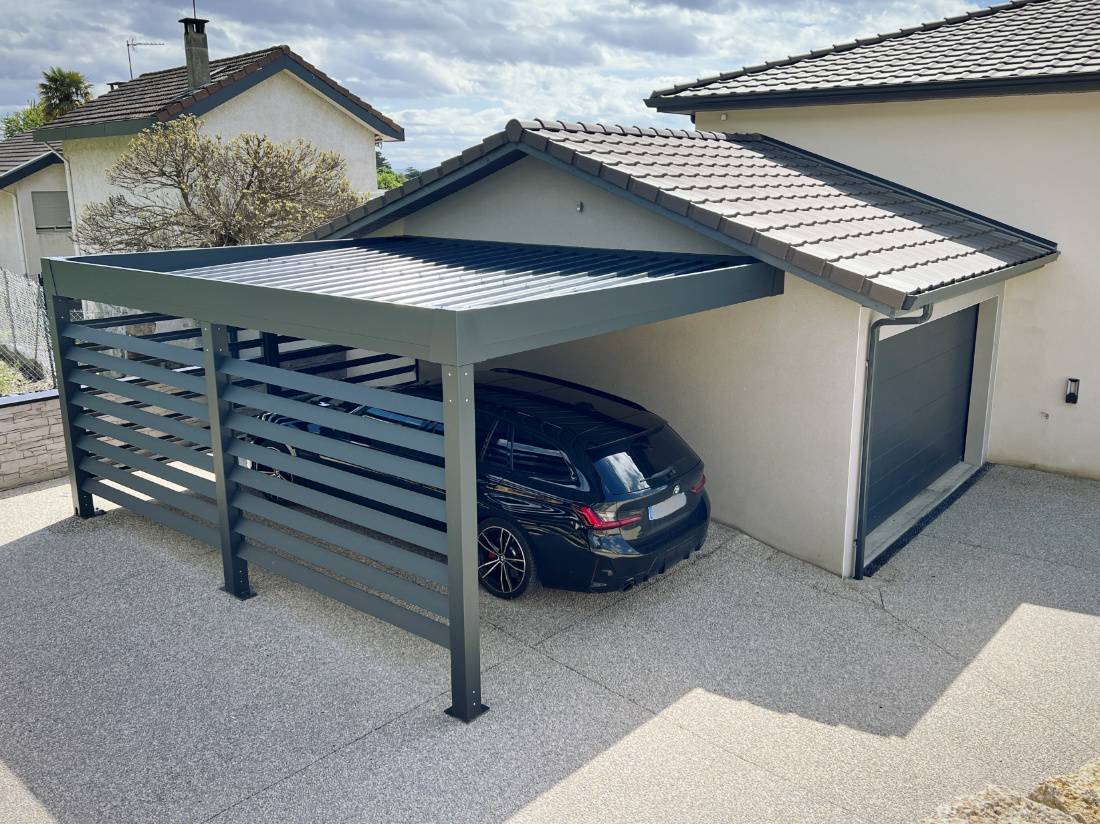 Conception d'un Carport Aluminium à Beynost carport alu adosse dans lain 1