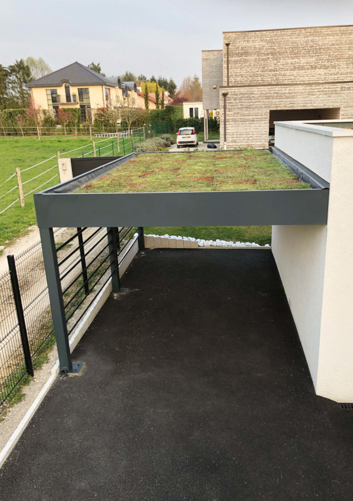 carport aluminium toiture vegetalisee