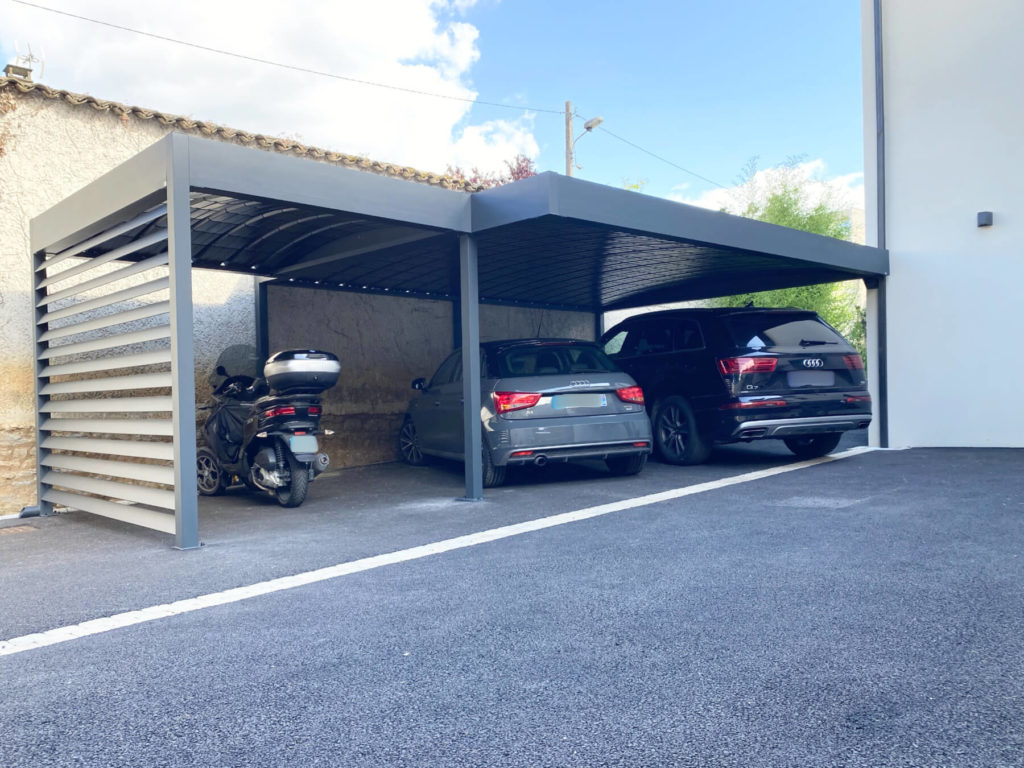 double carport aluminium toit plat ecully