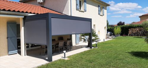 Pergola à toile rétractable - adossée - Vallée d'Azergues (69) pergola à toile rétractable - adossée - vallée d'azergues (69) – image 2