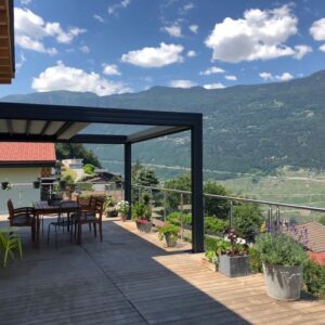 Home pergola alu toile rétractable - adossée - martigny (1904)