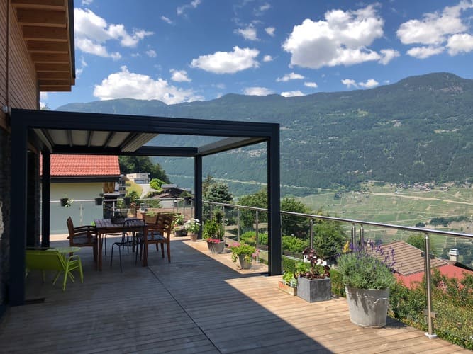 Pergola alu toile rétractable - adossée - Martigny (1904) pergola alu toile rétractable - adossée - martigny (1904)