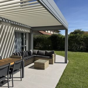 Home pergola alu bioclimatique - adossée - prévessin-moëns (01)