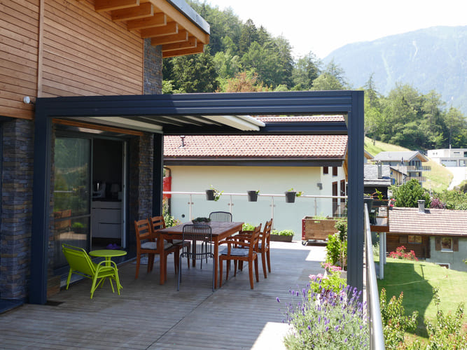 Pergola alu toile rétractable - adossée - Martigny (1904) pergola alu toile rétractable - adossée - martigny (1904) – image 2