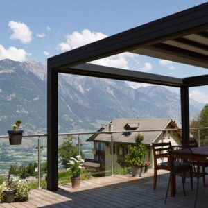 Pergola alu toile rétractable - adossée - Martigny (1904) pergola alu toile rétractable - adossée - martigny (1904) – image 3