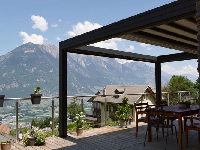 Pergola alu toile rétractable - adossée - Martigny (1904) pergola alu toile rétractable - adossée - martigny (1904) – image 3