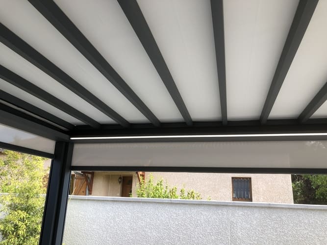 Pergola alu toile rétractable - adossée - Villefranche Sur Saône (69) pergola alu toile rétractable - adossée - villefranche sur saône (69) – image 6