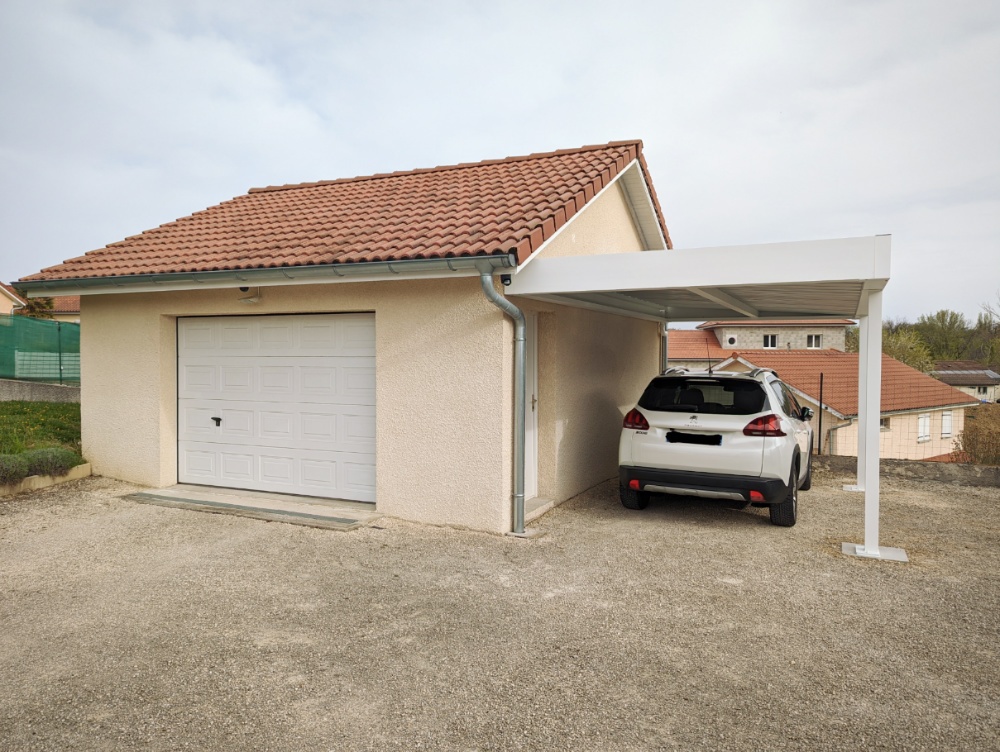 Carport alu simple - adossé - Saint-Clair-du-Rhône (38) carport alu simple - adossé - saint-clair-du-rhône (38)