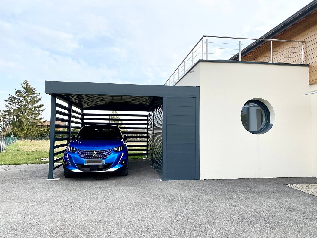 Carport avec abri alu - simple - adossé - Cessy (01) carport avec abri alu - simple - adossé - cessy (01)
