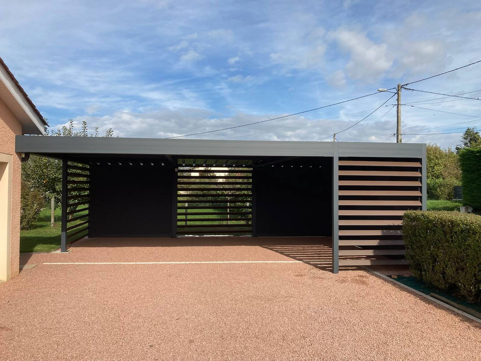Carport alu double - adossé - Crottet (01) carport alu double - adossé - crottet (01)