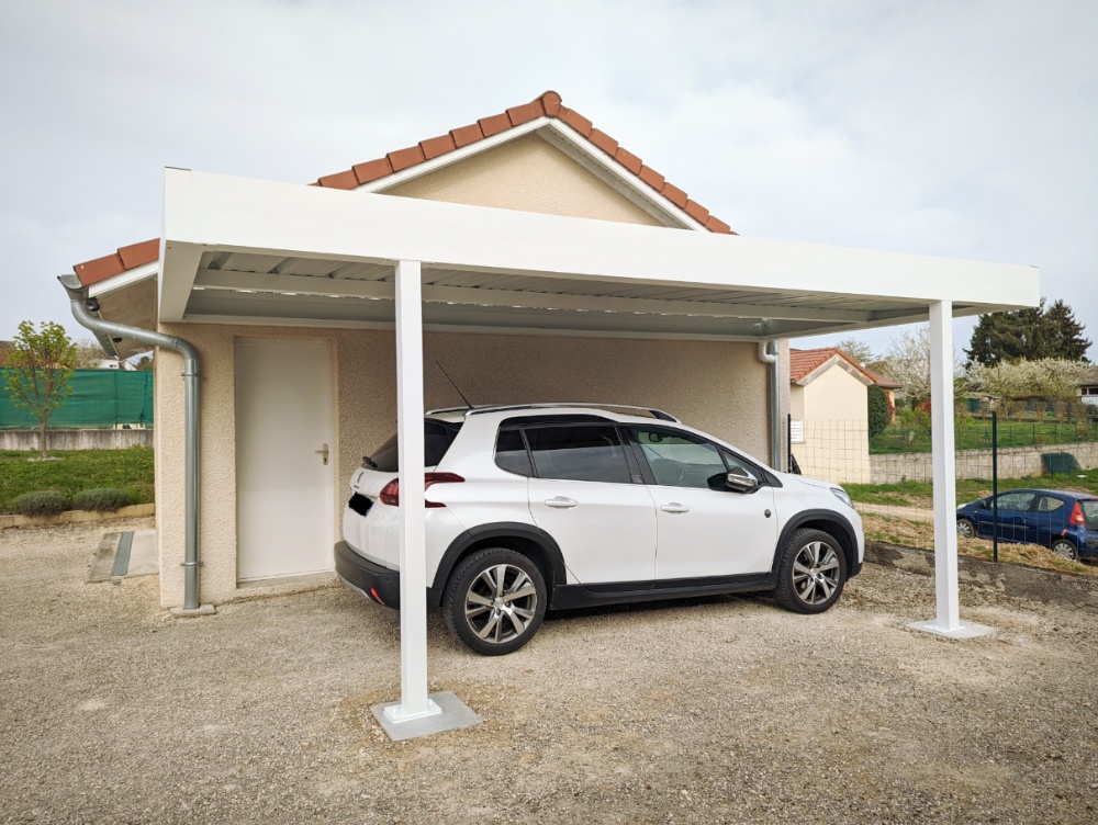 Carport alu simple - adossé - Saint-Clair-du-Rhône (38) carport alu simple - adossé - saint-clair-du-rhône (38) – image 2