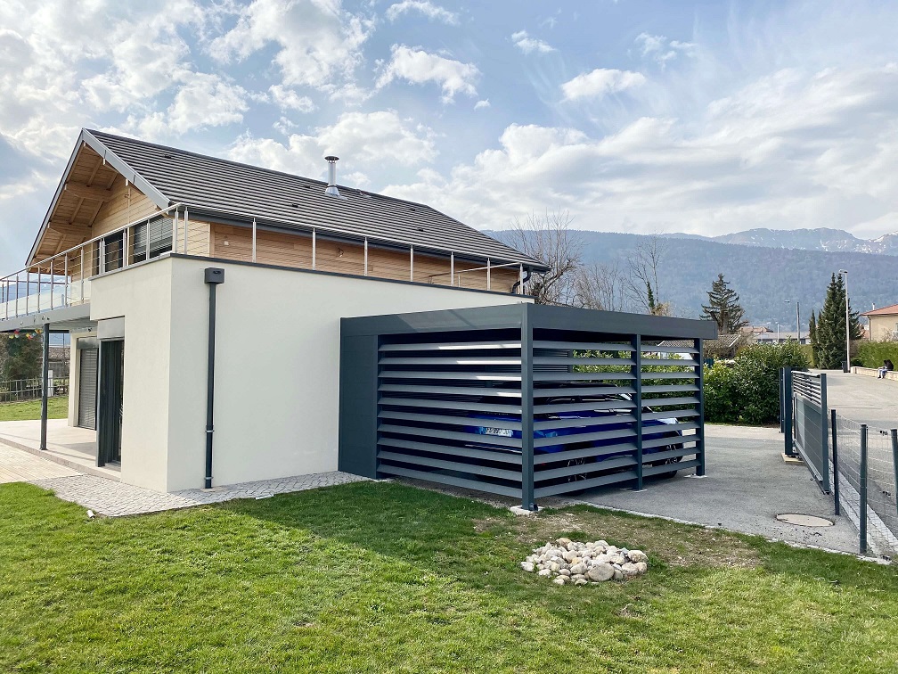 Carport avec abri alu - simple - adossé - Cessy (01) carport avec abri alu - simple - adossé - cessy (01) – image 3