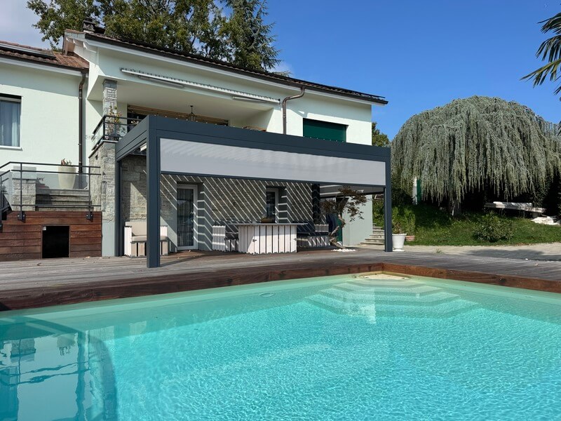 Pergola alu bioclimatique - adossée - Genthod (1294) pergola alu bioclimatique - adossée - genthod (1294) – image 3