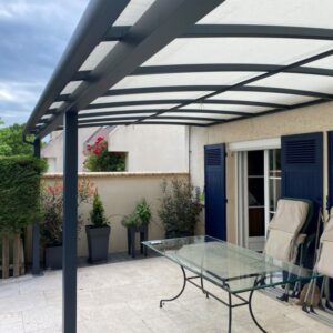 Pergola toile fixe terrasse - adossée - Gif-sur-Yvette (91) pergola toile fixe terrasse - adossée - gif-sur-yvette (91) – image 3