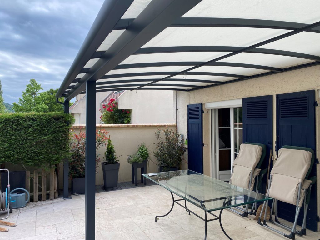 Pergola toile fixe terrasse - adossée - Gif-sur-Yvette (91) pergola toile fixe terrasse - adossée - gif-sur-yvette (91) – image 3