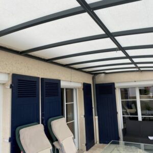 Pergola toile fixe terrasse - adossée - Gif-sur-Yvette (91) pergola toile fixe terrasse - adossée - gif-sur-yvette (91) – image 2