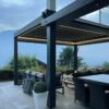 Pergola alu toile rétractable - adossée - Ayse (74) pergola haut de gamme aluminium retractable ayse haute savoie