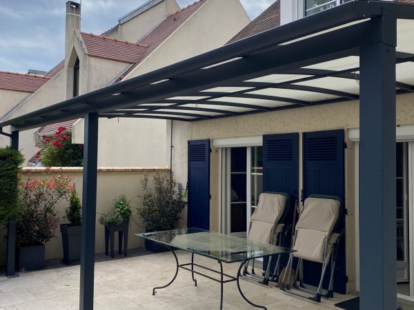 Pergola toile fixe terrasse - adossée - Gif-sur-Yvette (91) pergola toile fixe terrasse - adossée - gif-sur-yvette (91) – image 5