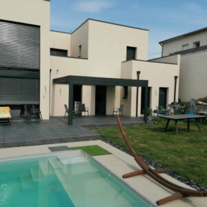 Pergola alu toile rétractable - adossée - Saint-Étienne (42)