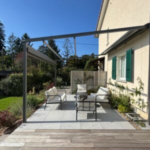 Pergostore rétractable - adossé - Vessy (1234) pergostore vessy pergola retractable 04 1